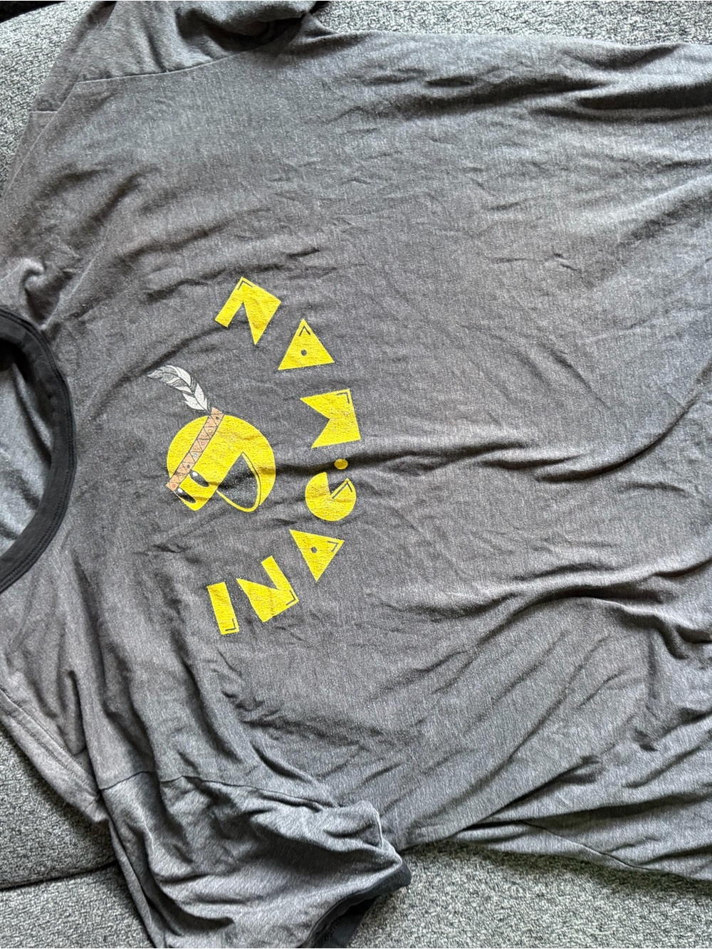 Gray Graphic Ringer T-Shirt with PacMan